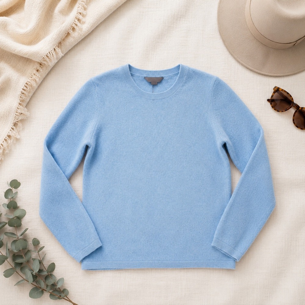 Ann Taylor Cashmere Sweater Womens S Blue 100% Cashmere Crewneck Soft Classic